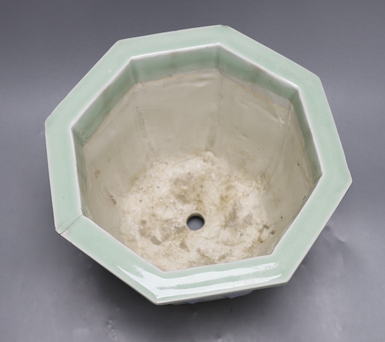 A Japanese celadon ground porcelain jardiniere, 26cm tall